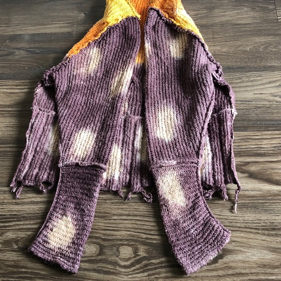 Free People Horizon Line Cardi Zip zip Cardigan Sweater Small Tie Dye - Picture 9 of 14
